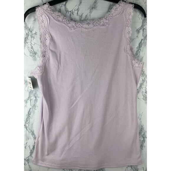 Style & Co. Womens Size Small Lavender Lace Trim Scallop Tank Top - Picture 2 of 10